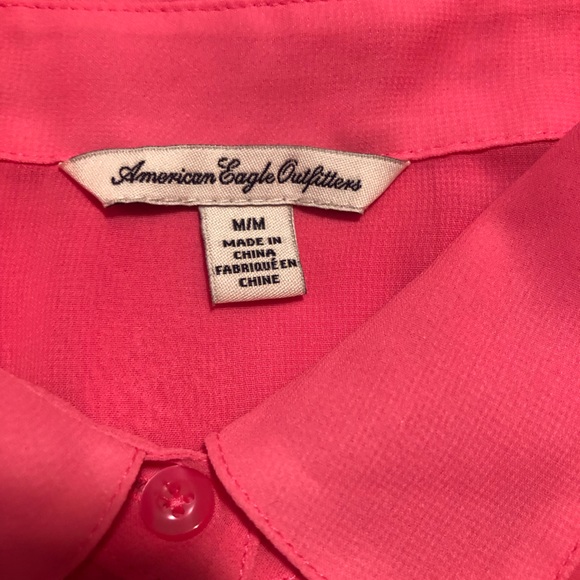 American Eagle Outfitters, pink chiffon sleeveless button up high-low blouse, M - Picture 3 of 8